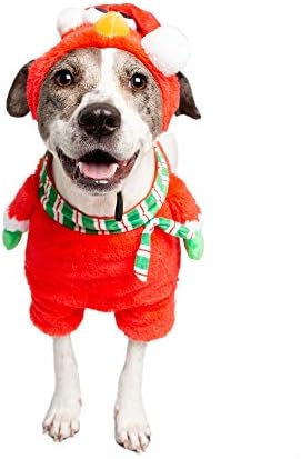 Pet Krewe Semame Street Elmo Santa Dog תחפושת | תחפושת לחתול חג המולד | סט מתנות דו חלקים כולל כובע אלמו
